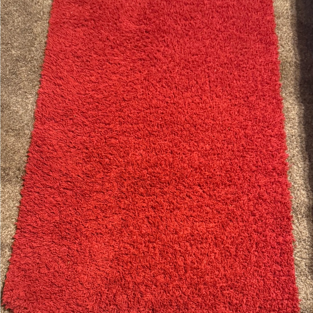 Fluffy Red Area Rug for Bedroom      3’ x 5’